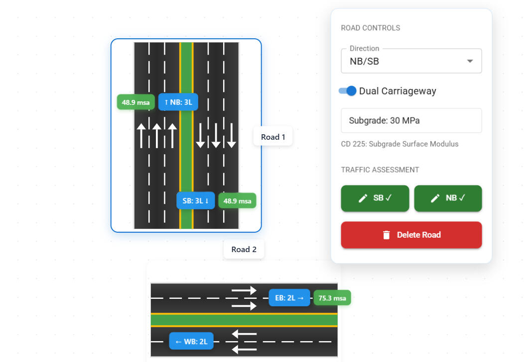 Enter traffic, subgrade &amp; site data